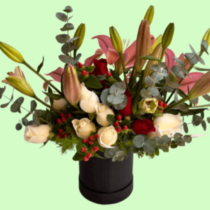 caja de lilis y rosas